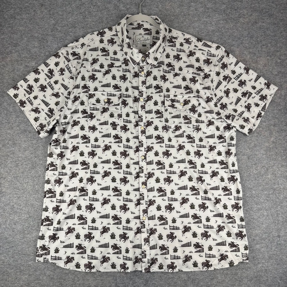 Burlebo Performance Western Pearl Snap Shirt Cowboy Country Mens 2XL XXL